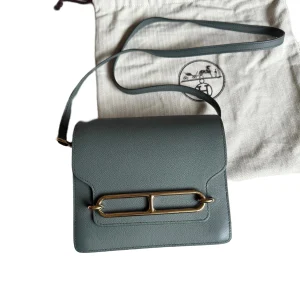 HERMÈS Roulis Mini 18 Grey/Green Evercolor Calfskin Bag Gold Hardware