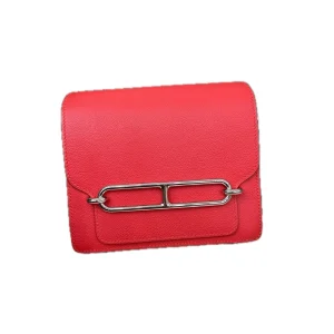 HERMÈS Roulis Mini 18 Red Evercolor Calfskin Bag Silver Hardware