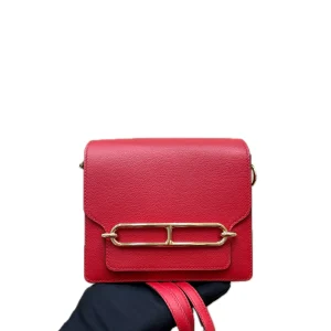 HERMÈS Roulis Mini 18 Red Evercolor Calfskin Bag Gold Hardware