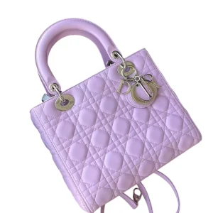 DIOR Medium Lady Dior Bag Lilac Lambskin