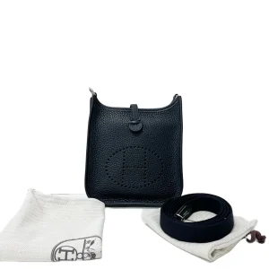 HERMÈS Evelyne TPM Black Clemence Leather Silver Hardware