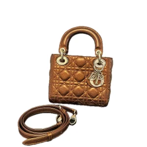 DIOR Mini Lady Dior Bag Gold-Tone Metallic Bronze Cannage Lambskin