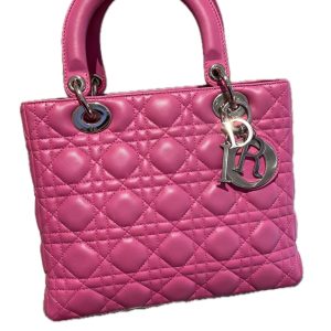 DIOR Medium Lady Dior Bag Rose Pink Lambskin Silver Hardware