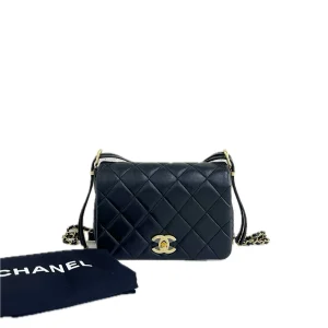 CHANEL Mini Flap Black Lambskin Gold Hardware Bag