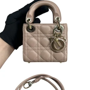 DIOR Mini Lady Dior Bag Blush Cannage Lambskin Gold Hardware