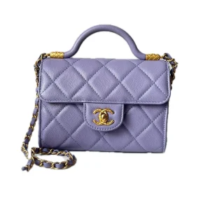 CHANEL Mini Coco Handle Bag in Lilac Caviar Leather with Gold-Tone Hardware
