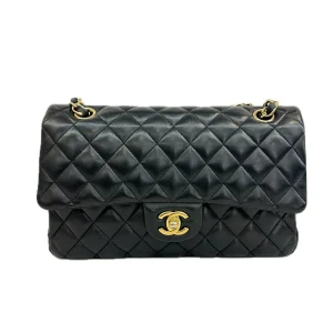 CHANEL Classic Flap Bag Black Medium Lambskin Leather