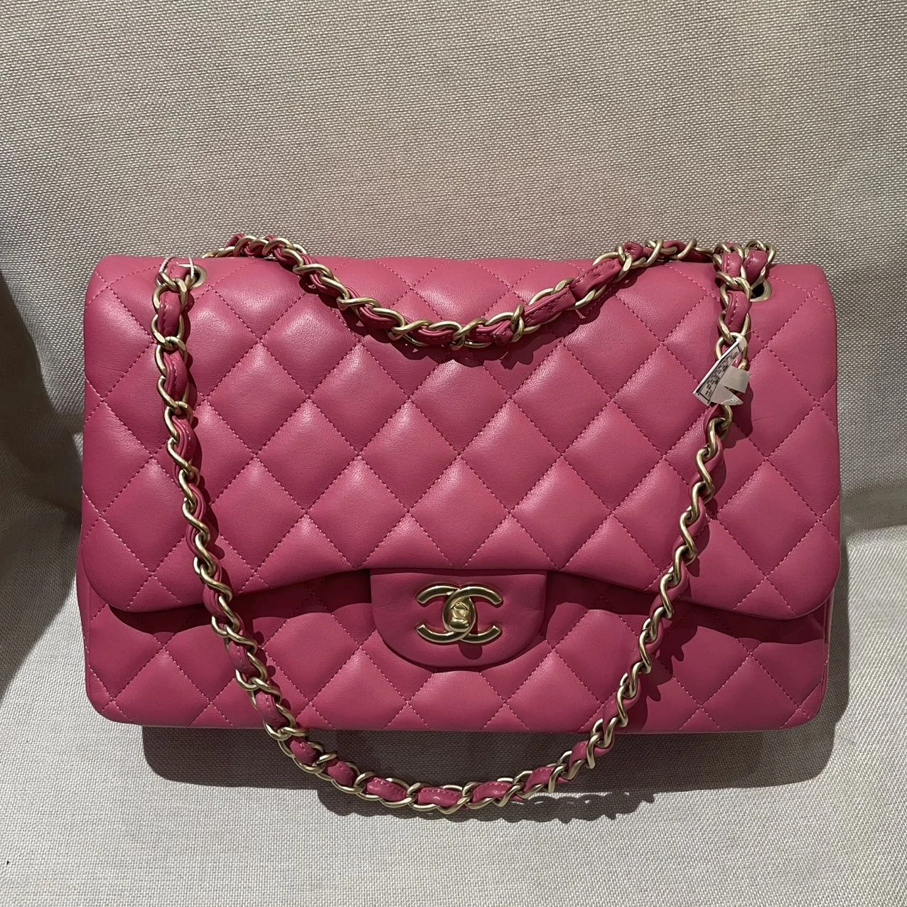CHANEL Classic Flap Medium Pink Lambskin Leather Quilted Gold Hardware CHANEL Classic Flap Medium Pink Lambskin Leather Quilted Gold Hardware