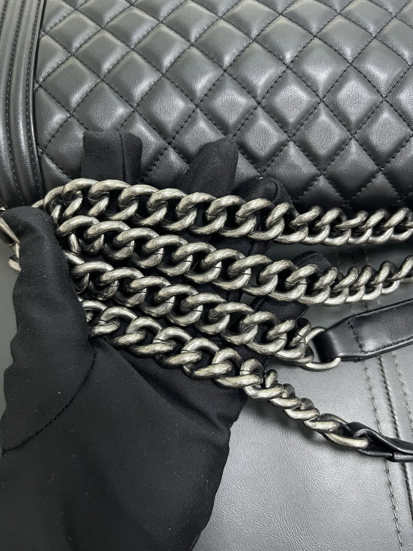 CHANEL Medium Boy Bag Black Calfskin Quilted Leather Silver-Tone Hardware CHANEL Medium Boy Bag Black Calfskin Quilted Leather Silver-Tone Hardware