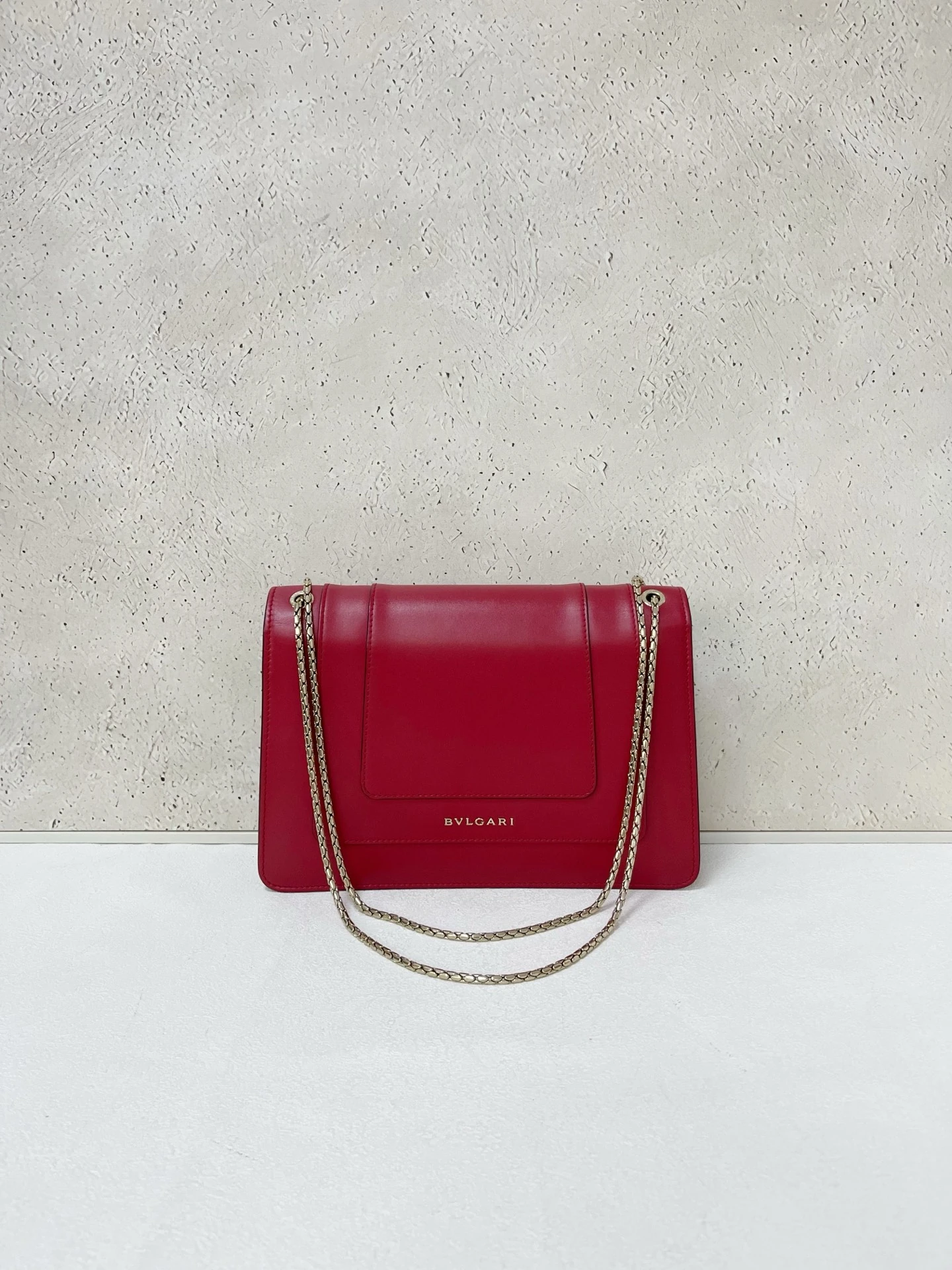 BVLGARI Serpenti Forever Medium Rose Red Calfskin Leather Bag Gold Hardware BVLGARI Serpenti Forever Medium Rose Red Calfskin Leather Bag Gold Hardware