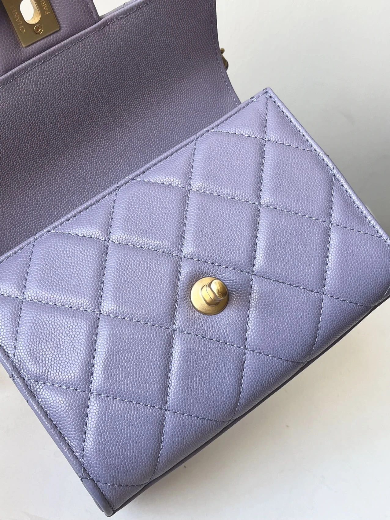 CHANEL Mini Coco Handle Bag in Lilac Caviar Leather with Gold-Tone Hardware CHANEL Mini Coco Handle Bag in Lilac Caviar Leather with Gold-Tone Hardware