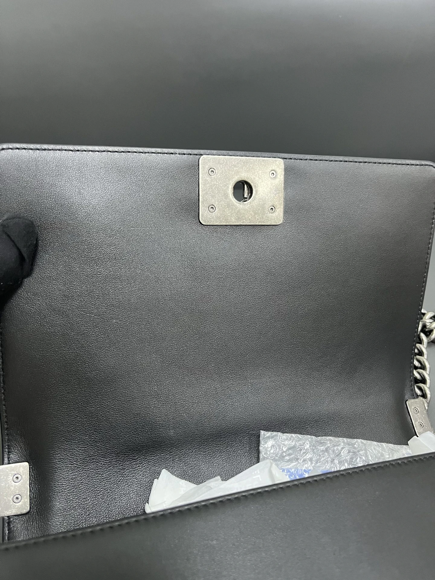 CHANEL Medium Boy Bag Black Calfskin Quilted Leather Silver-Tone Hardware CHANEL Medium Boy Bag Black Calfskin Quilted Leather Silver-Tone Hardware