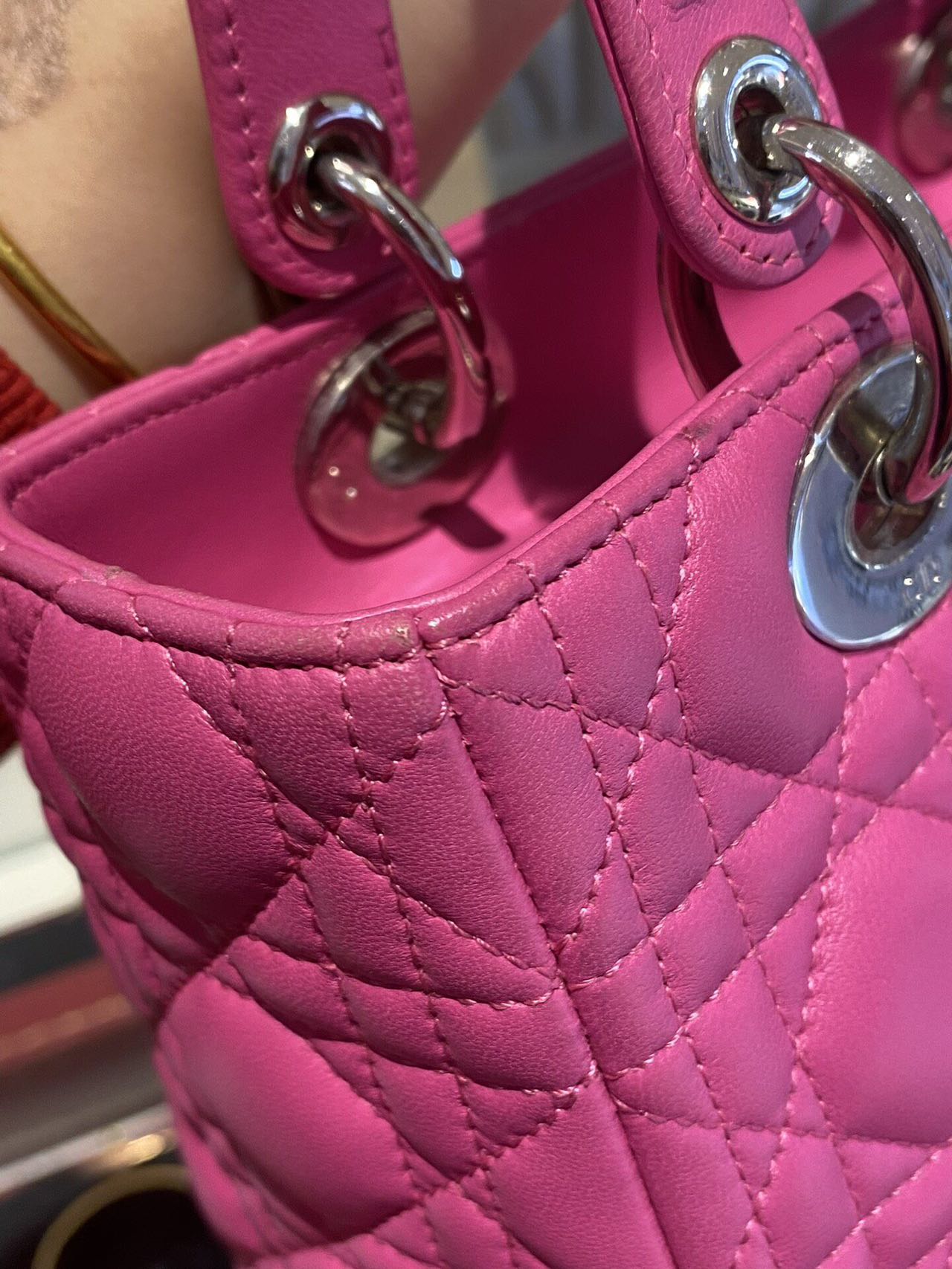 DIOR Medium Lady Dior Bag Rose Pink Lambskin Silver Hardware DIOR Medium Lady Dior Bag Rose Pink Lambskin Silver Hardware