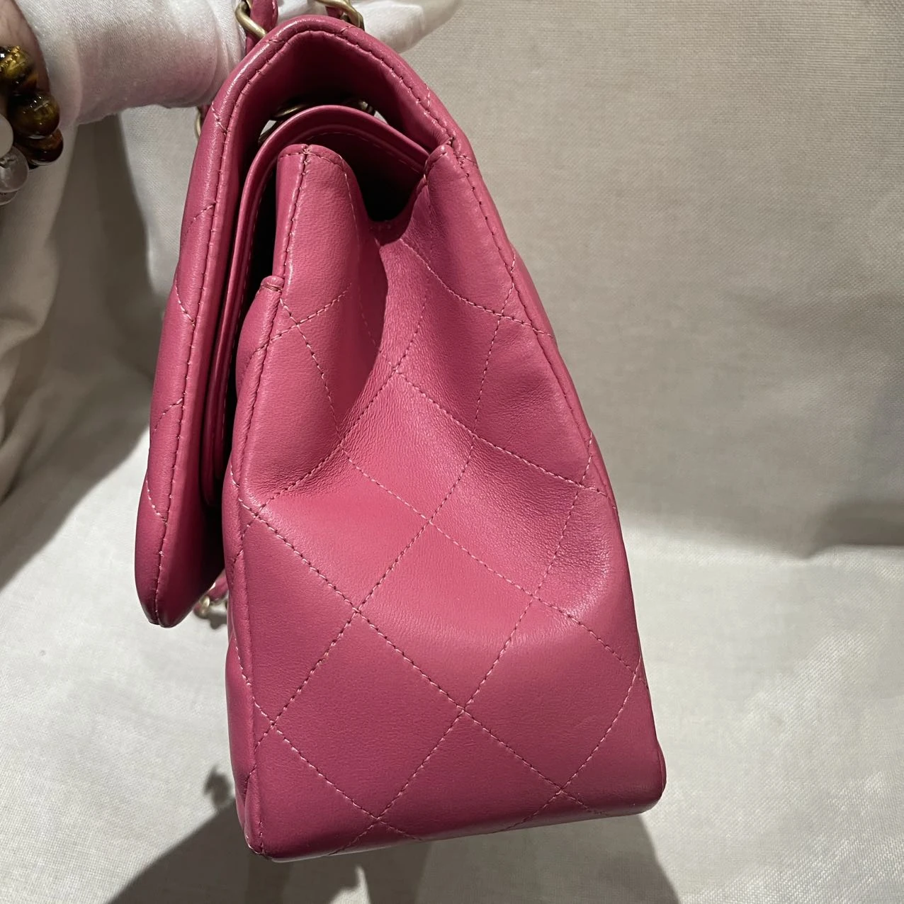 CHANEL Classic Flap Medium Pink Lambskin Leather Quilted Gold Hardware CHANEL Classic Flap Medium Pink Lambskin Leather Quilted Gold Hardware