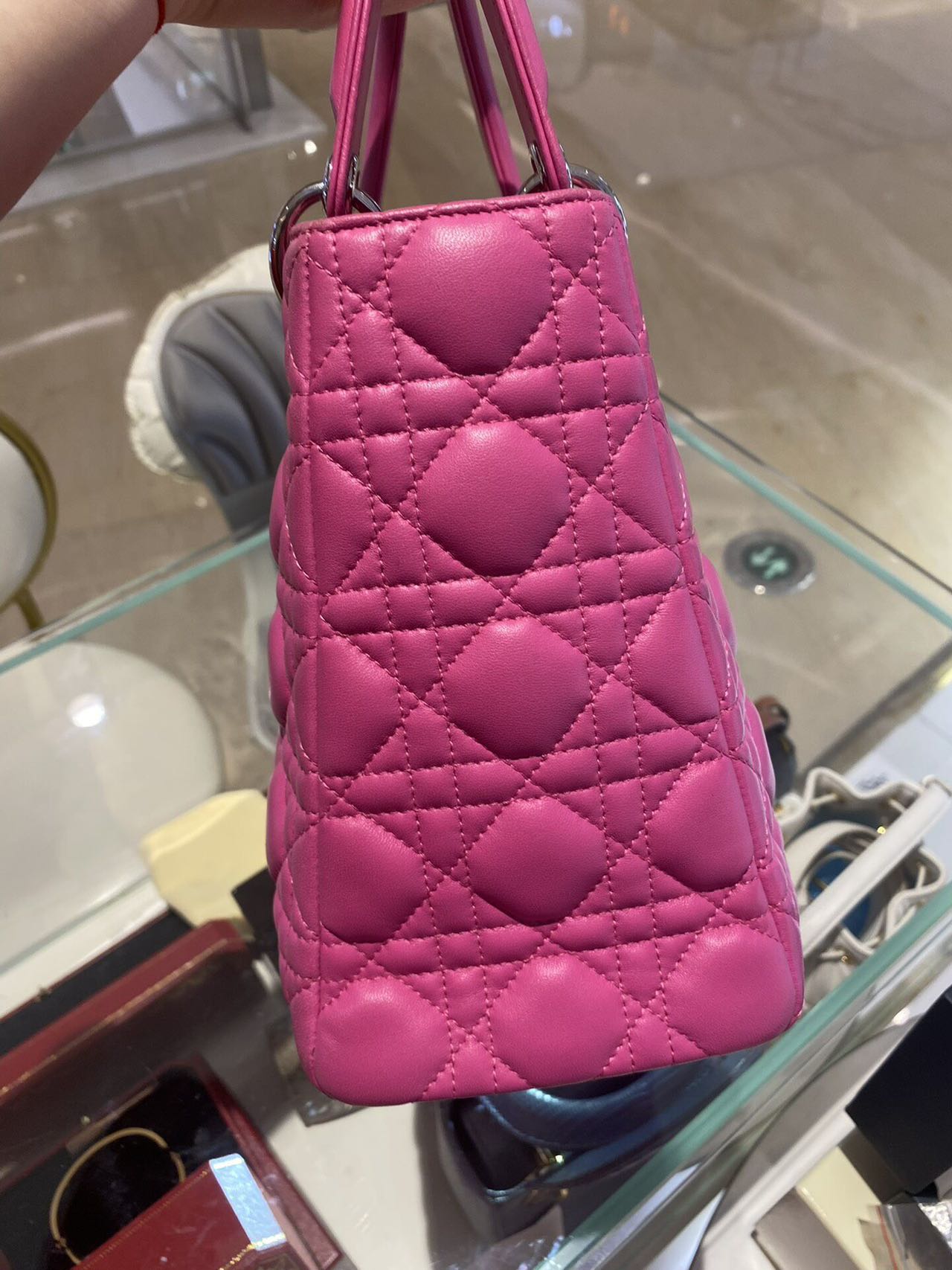 DIOR Medium Lady Dior Bag Rose Pink Lambskin Silver Hardware DIOR Medium Lady Dior Bag Rose Pink Lambskin Silver Hardware