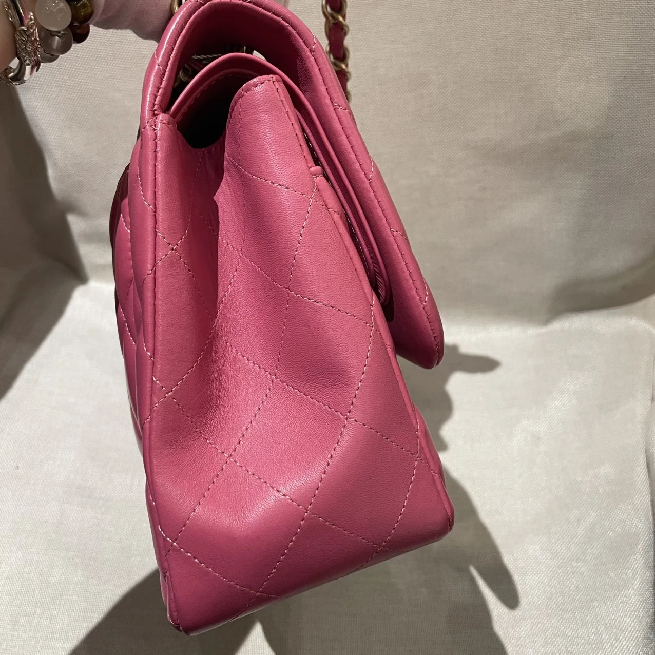 CHANEL Classic Flap Medium Pink Lambskin Leather Quilted Gold Hardware CHANEL Classic Flap Medium Pink Lambskin Leather Quilted Gold Hardware