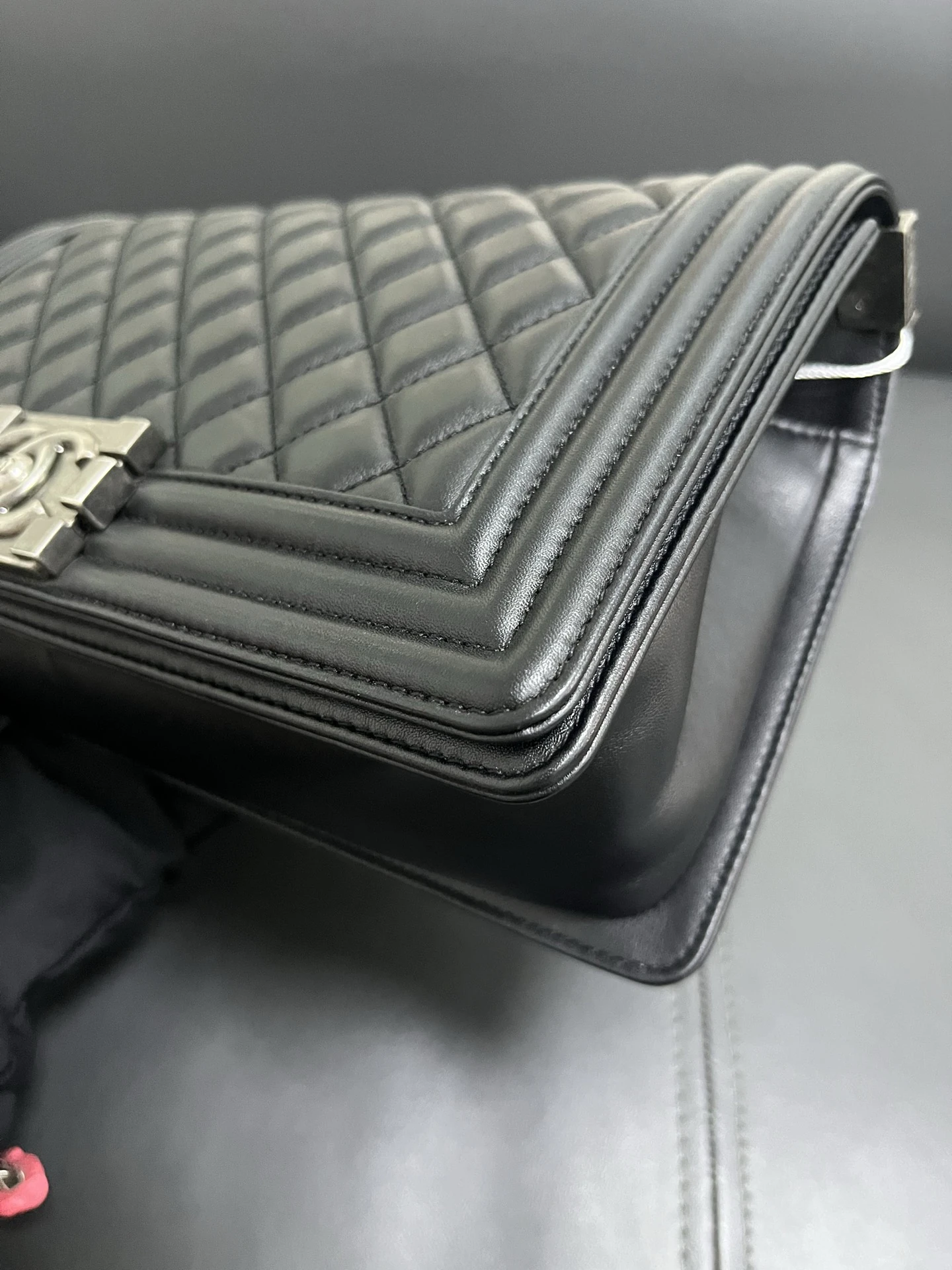 CHANEL Medium Boy Bag Black Calfskin Quilted Leather Silver-Tone Hardware CHANEL Medium Boy Bag Black Calfskin Quilted Leather Silver-Tone Hardware