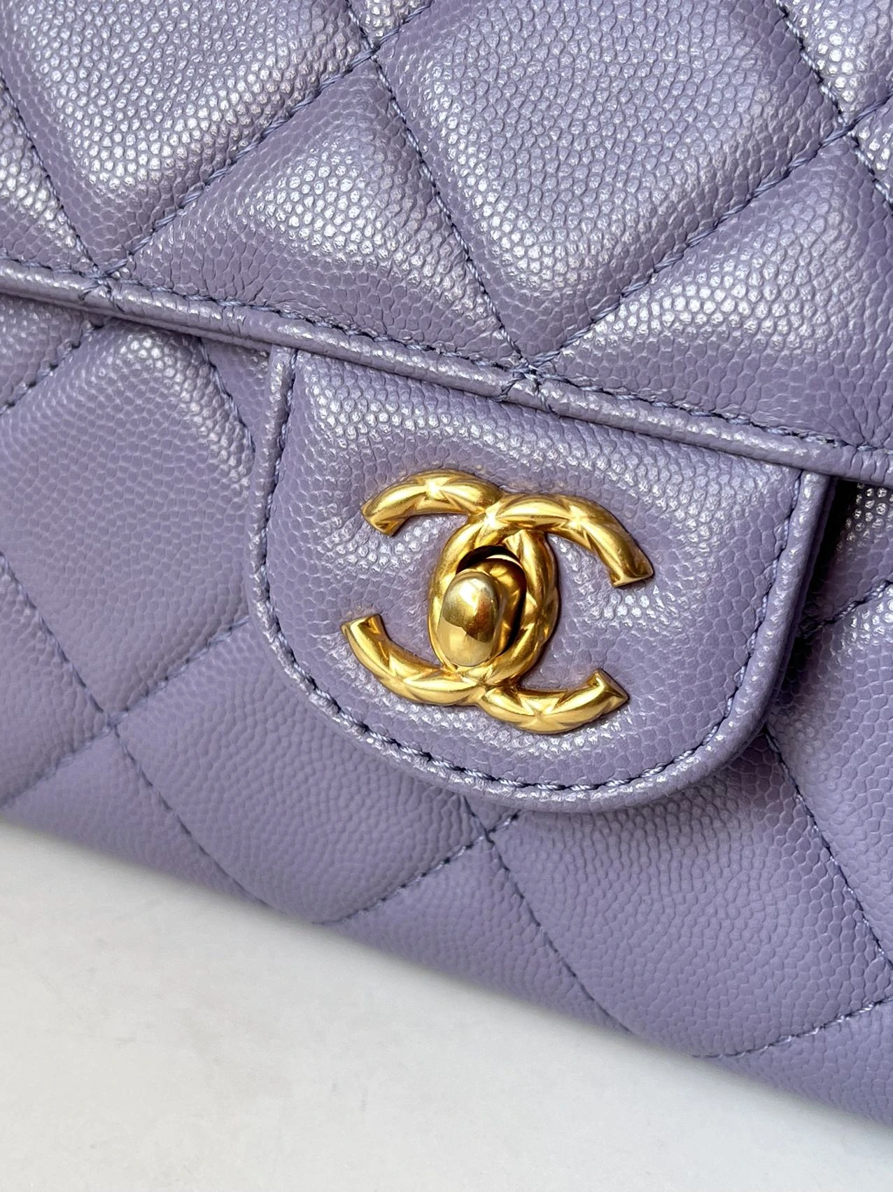CHANEL Mini Coco Handle Bag in Lilac Caviar Leather with Gold-Tone Hardware CHANEL Mini Coco Handle Bag in Lilac Caviar Leather with Gold-Tone Hardware