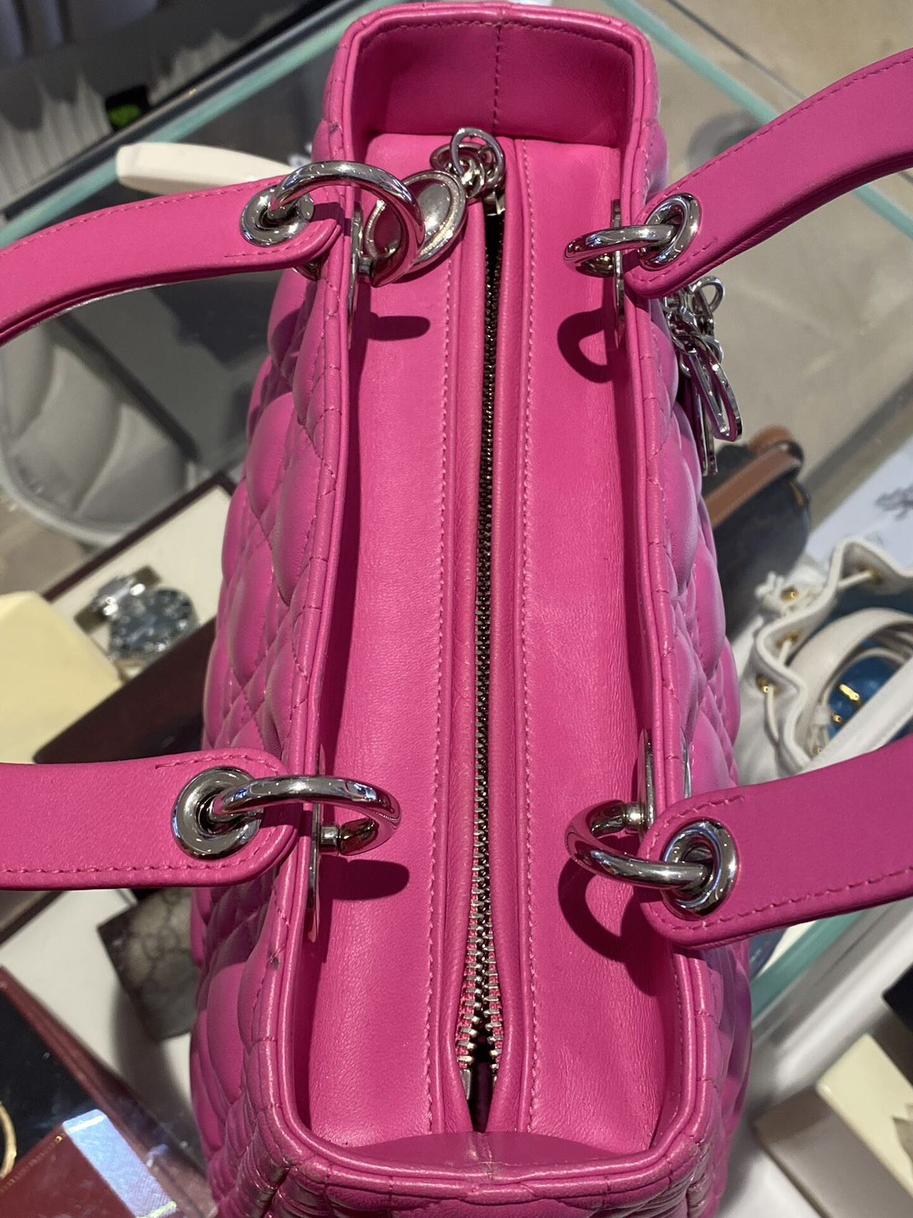 DIOR Medium Lady Dior Bag Rose Pink Lambskin Silver Hardware DIOR Medium Lady Dior Bag Rose Pink Lambskin Silver Hardware