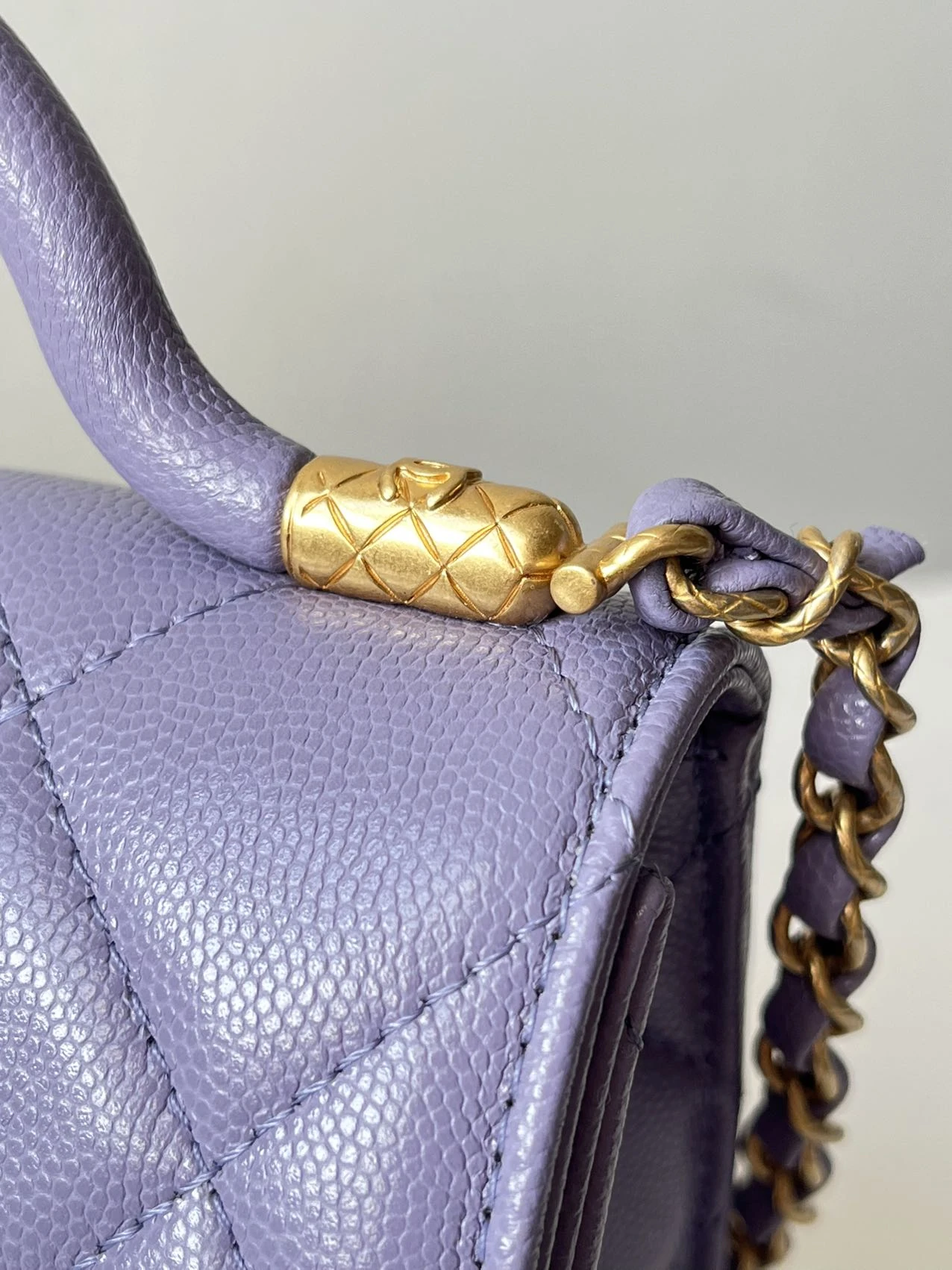 CHANEL Mini Coco Handle Bag in Lilac Caviar Leather with Gold-Tone Hardware CHANEL Mini Coco Handle Bag in Lilac Caviar Leather with Gold-Tone Hardware