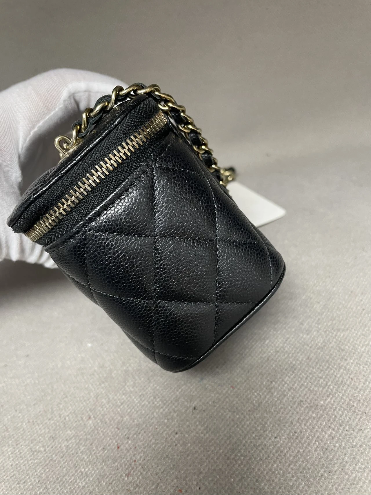 CHANEL Mini Vanity Case With Chain Black Caviar Box Bag CHANEL Mini Vanity Case With Chain Black Caviar Box Bag
