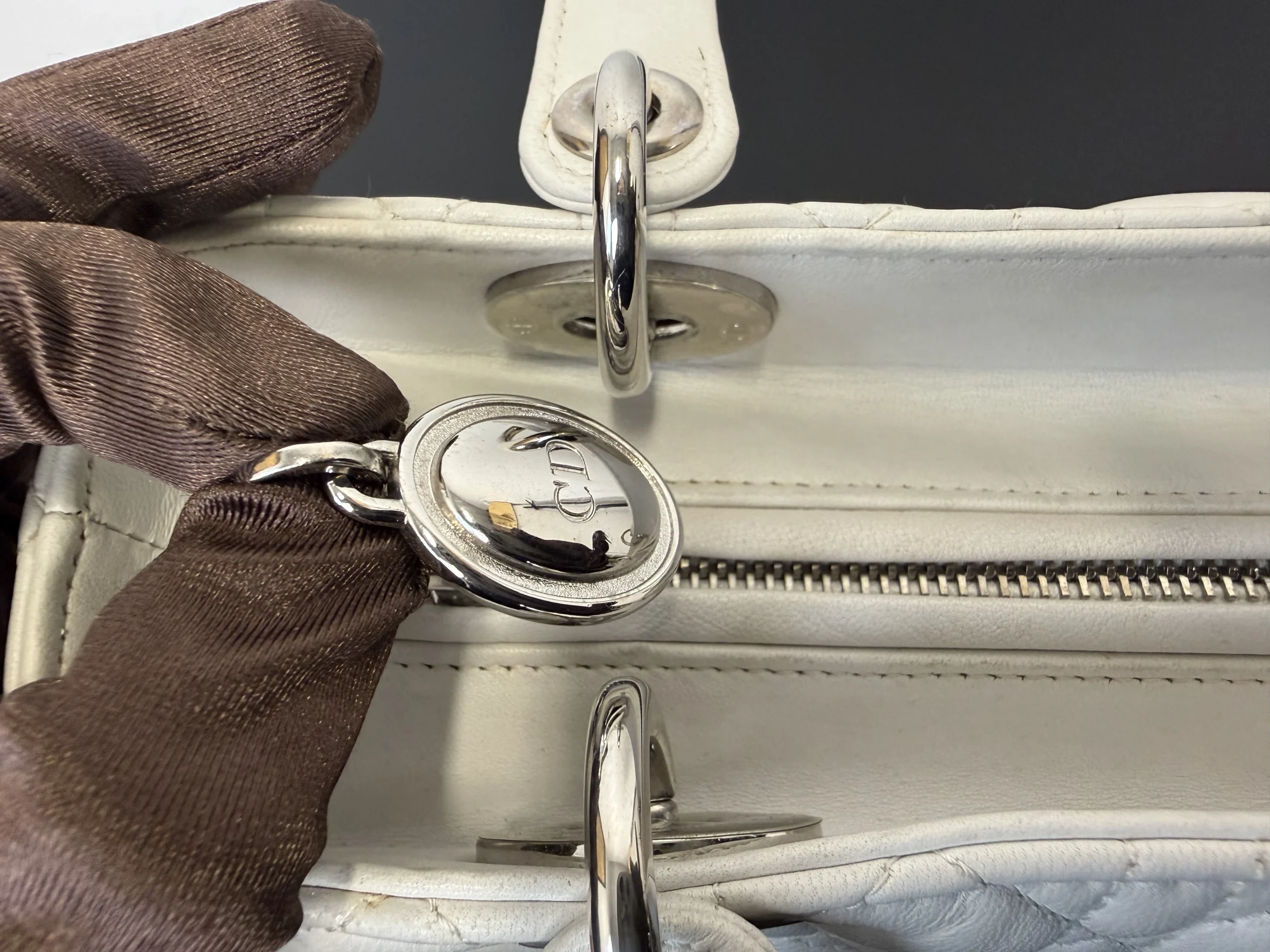 DIOR Medium Lady Dior White Lambskin Bag DIOR Medium Lady Dior White Lambskin Bag