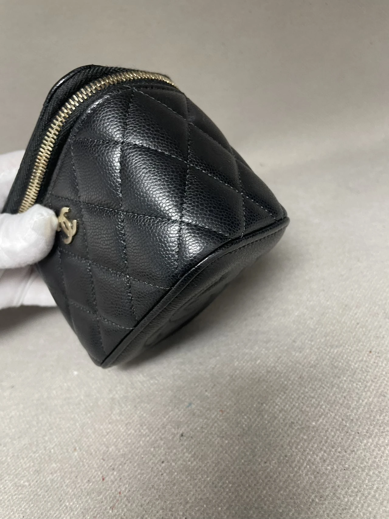 CHANEL Mini Vanity Case With Chain Black Caviar Box Bag CHANEL Mini Vanity Case With Chain Black Caviar Box Bag