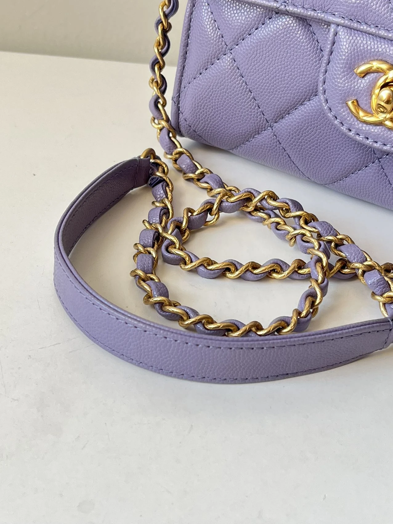 CHANEL Mini Coco Handle Bag in Lilac Caviar Leather with Gold-Tone Hardware CHANEL Mini Coco Handle Bag in Lilac Caviar Leather with Gold-Tone Hardware
