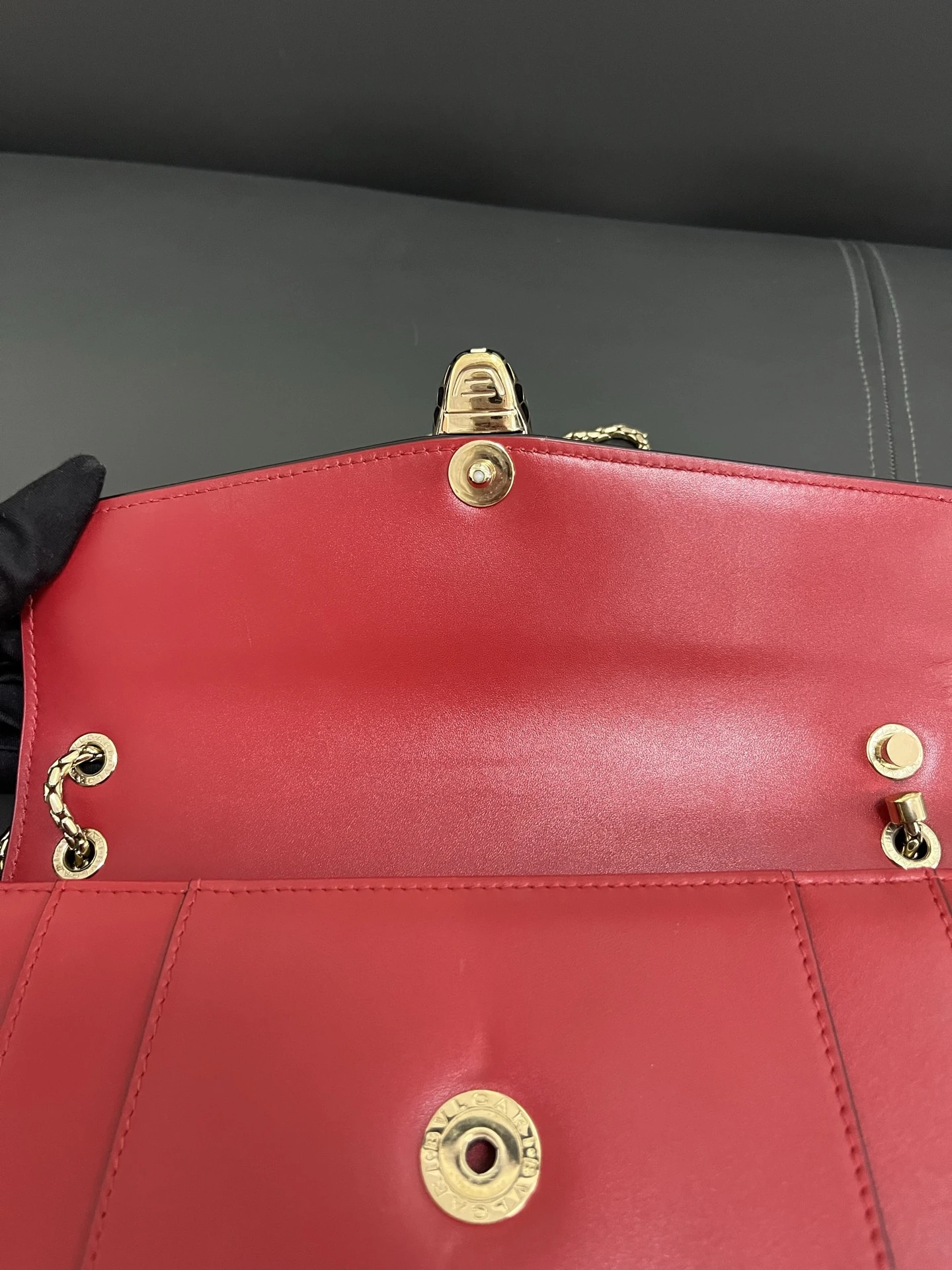 BVLGARI Serpenti Forever Medium Rose Red Calfskin Leather Bag Gold Hardware BVLGARI Serpenti Forever Medium Rose Red Calfskin Leather Bag Gold Hardware