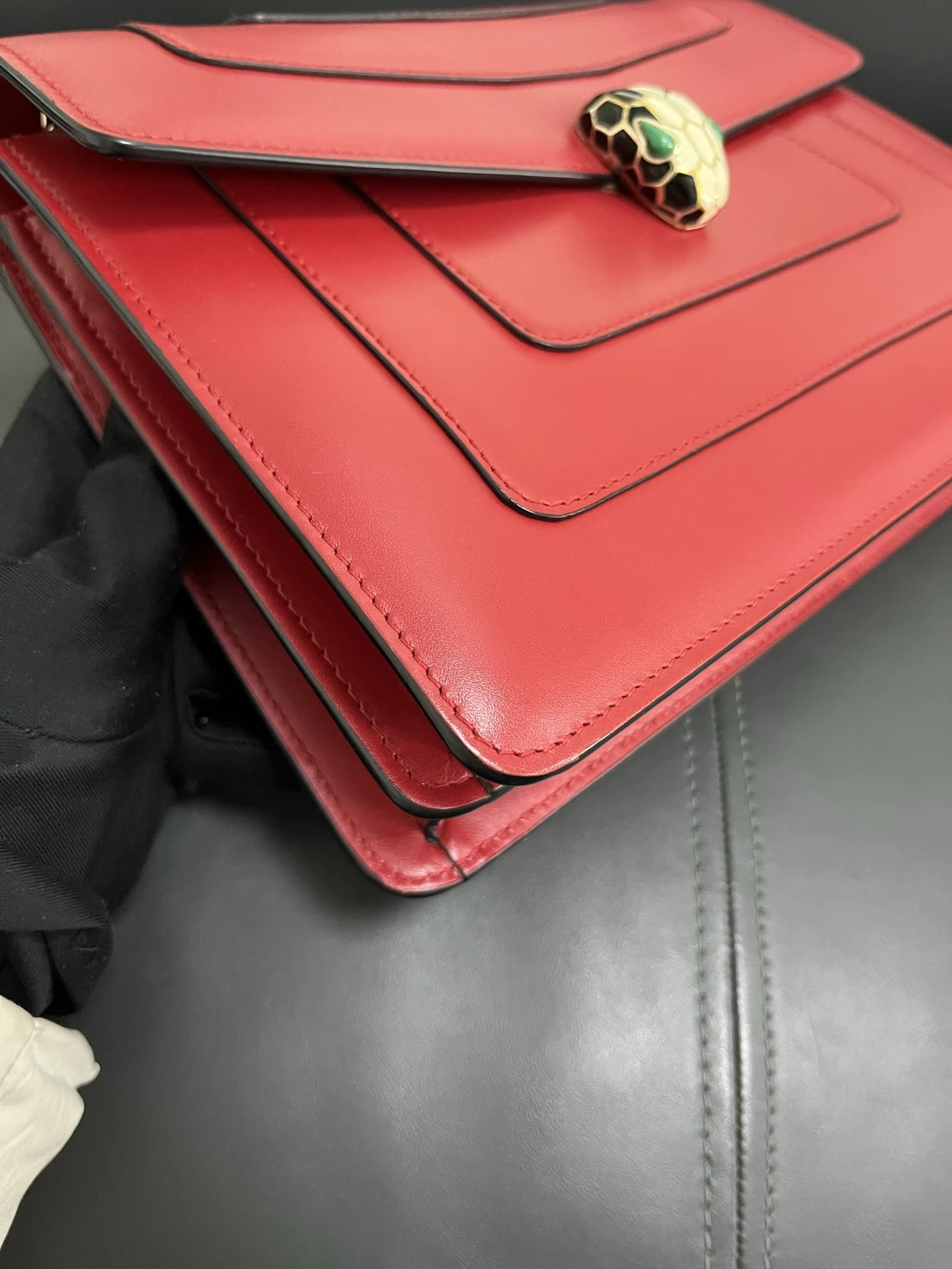 BVLGARI Serpenti Forever Medium Rose Red Calfskin Leather Bag Gold Hardware BVLGARI Serpenti Forever Medium Rose Red Calfskin Leather Bag Gold Hardware