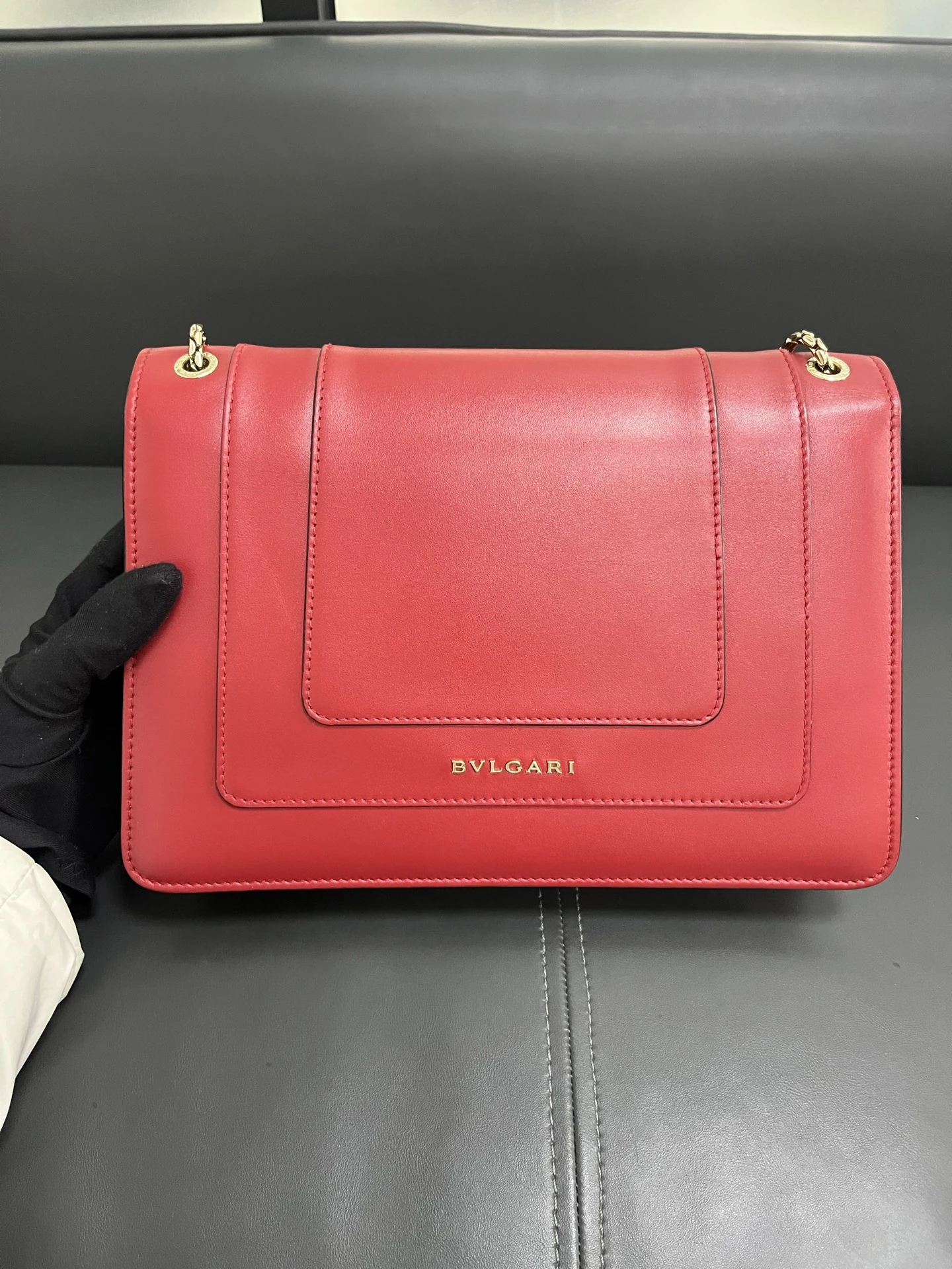 BVLGARI Serpenti Forever Medium Rose Red Calfskin Leather Bag Gold Hardware BVLGARI Serpenti Forever Medium Rose Red Calfskin Leather Bag Gold Hardware