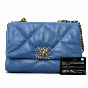 CHANEL Small 19 Flap Bag Lake Blue Lambskin