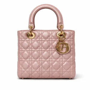 DIOR Medium Lady Dior Bag Pearl Pink Lambskin Gold Hardware
