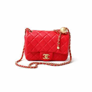 CHANEL Mini Rectangular Classic Flap Red Lambskin