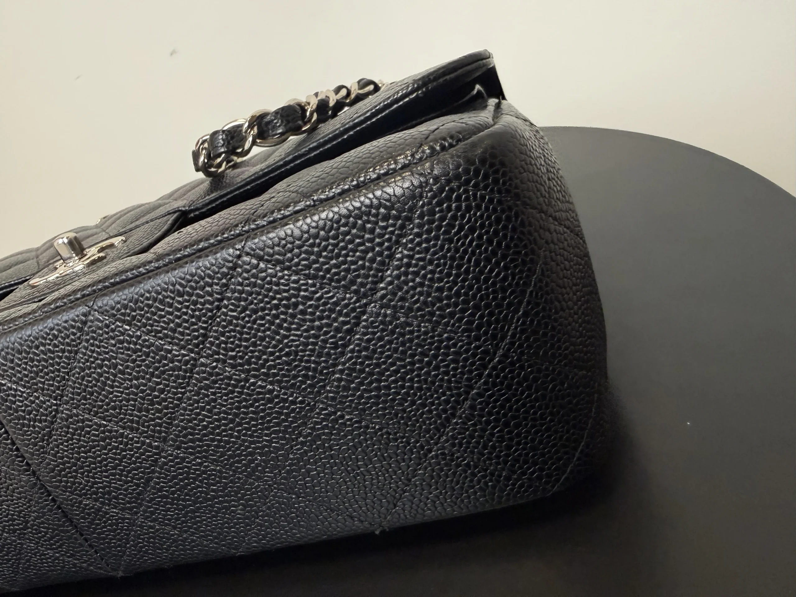 CHANEL Classic Jumbo Double Flap Bag Black Caviar Silver Hardware CHANEL Classic Jumbo Double Flap Bag Black Caviar Silver Hardware