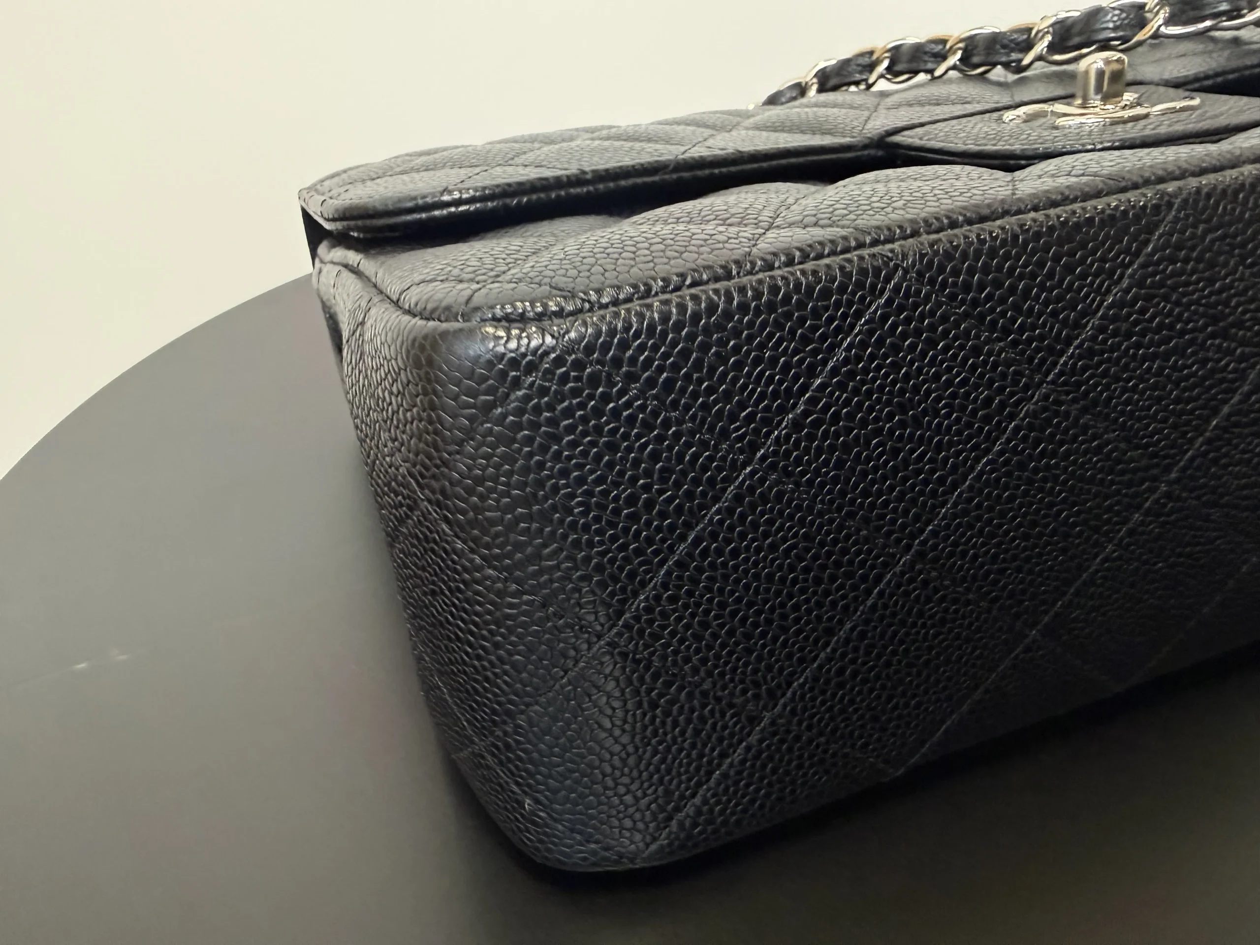 CHANEL Classic Jumbo Double Flap Bag Black Caviar Silver Hardware CHANEL Classic Jumbo Double Flap Bag Black Caviar Silver Hardware