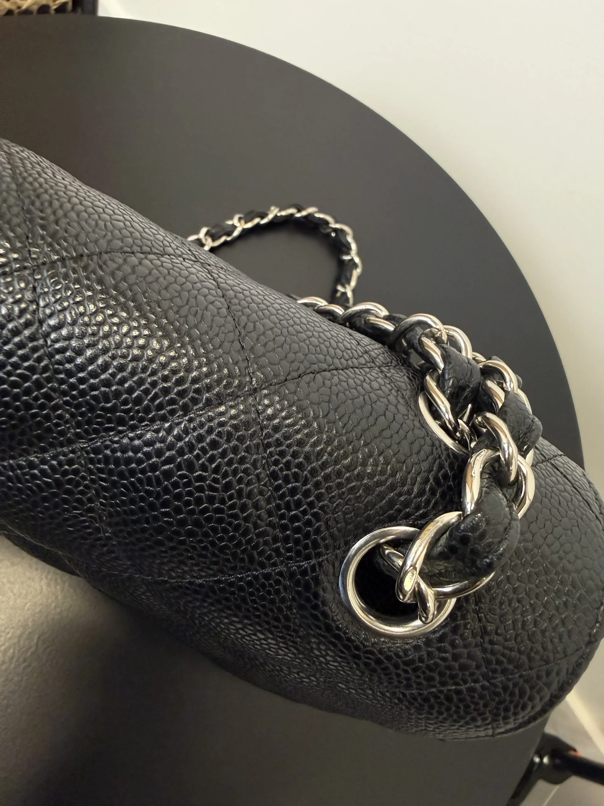 CHANEL Classic Jumbo Double Flap Bag Black Caviar Silver Hardware CHANEL Classic Jumbo Double Flap Bag Black Caviar Silver Hardware