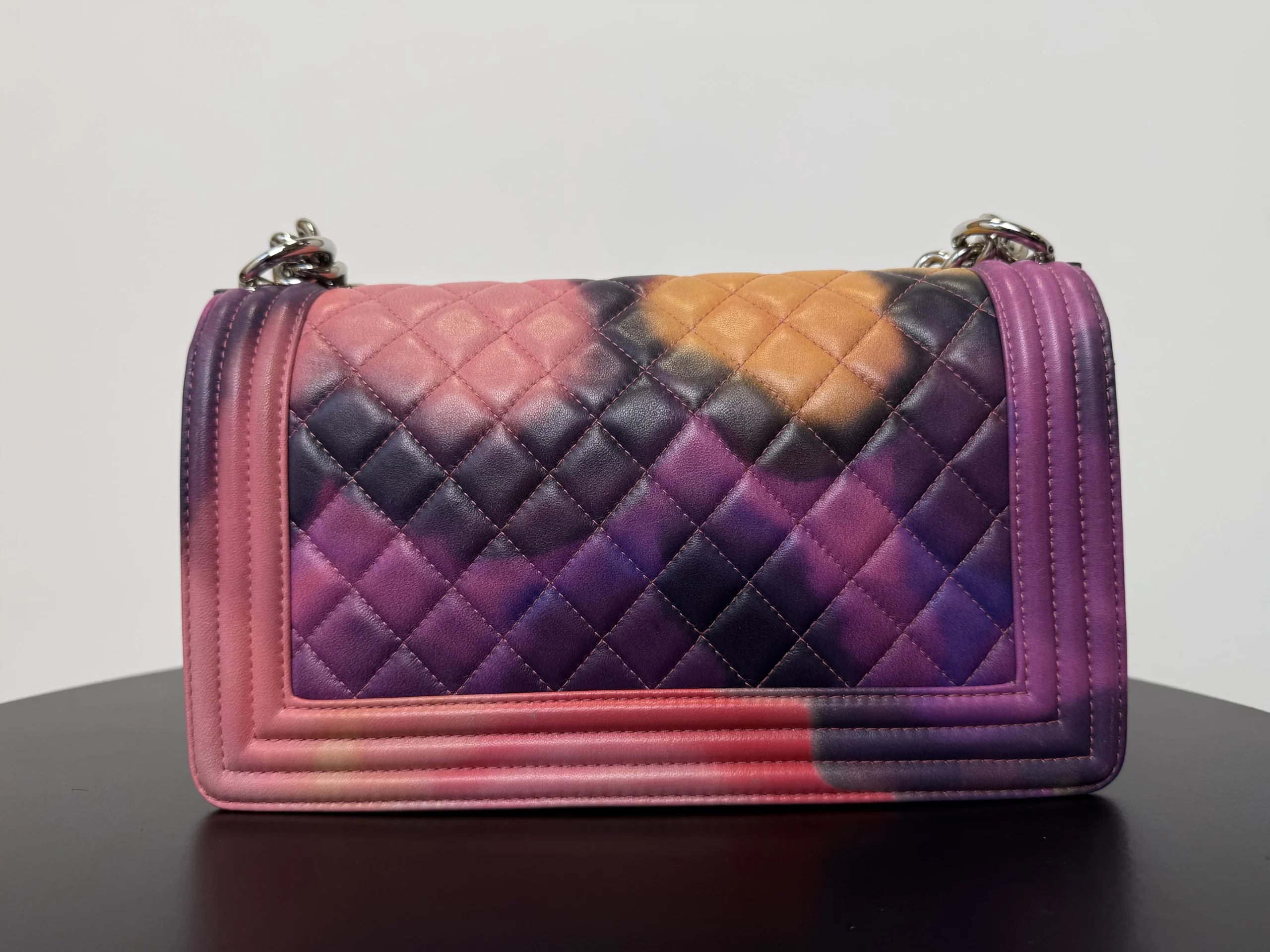 CHANEL Printed Lambskin Quilted Medium Flower Power Boy Flap Bag CHANEL Printed Lambskin Quilted Medium Flower Power Boy Flap Bag