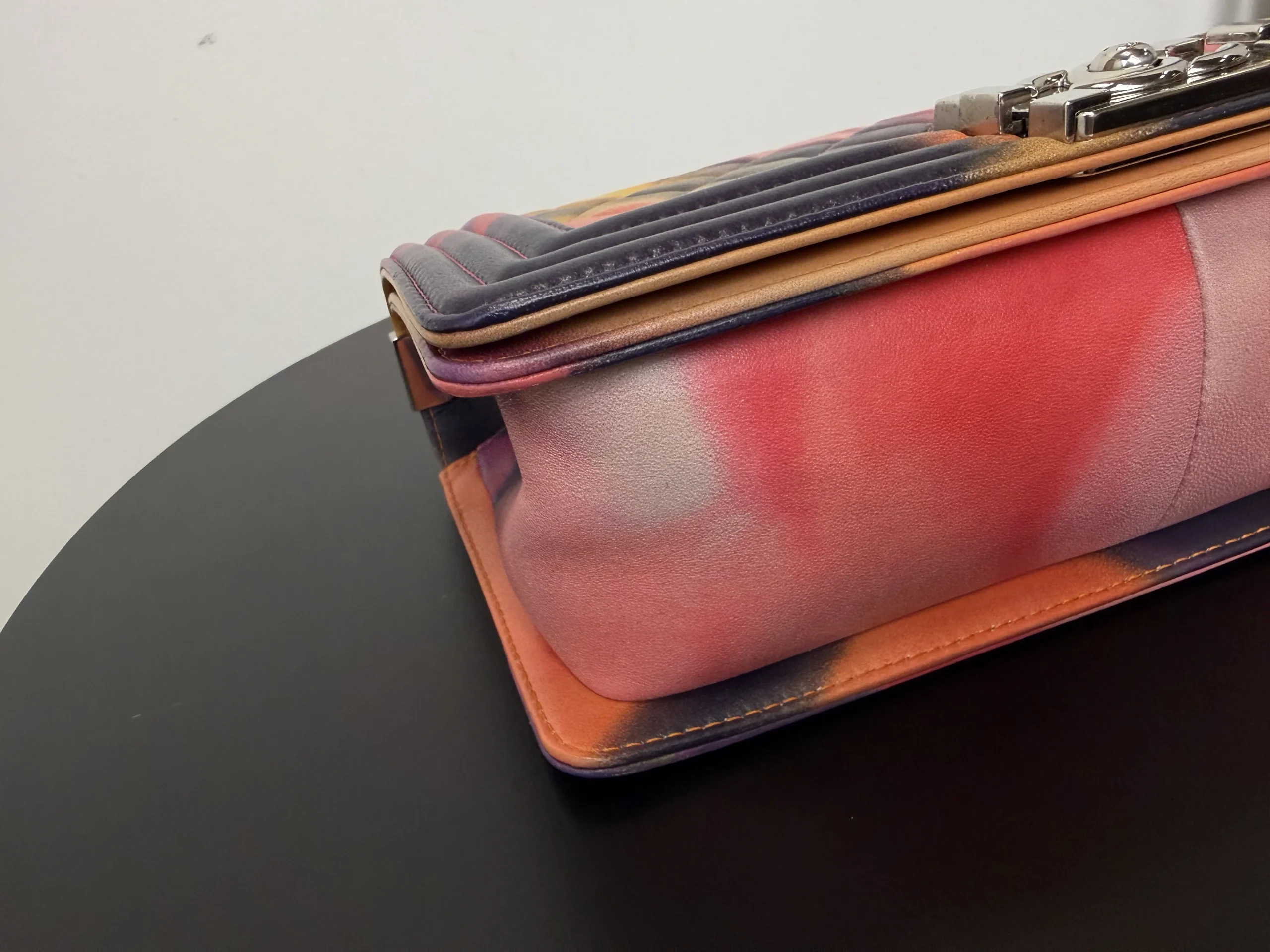 CHANEL Printed Lambskin Quilted Medium Flower Power Boy Flap Bag CHANEL Printed Lambskin Quilted Medium Flower Power Boy Flap Bag