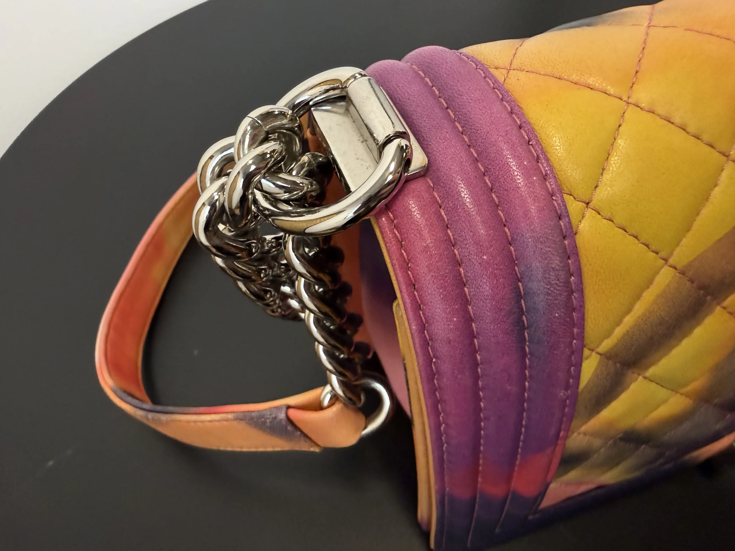 CHANEL Printed Lambskin Quilted Medium Flower Power Boy Flap Bag CHANEL Printed Lambskin Quilted Medium Flower Power Boy Flap Bag