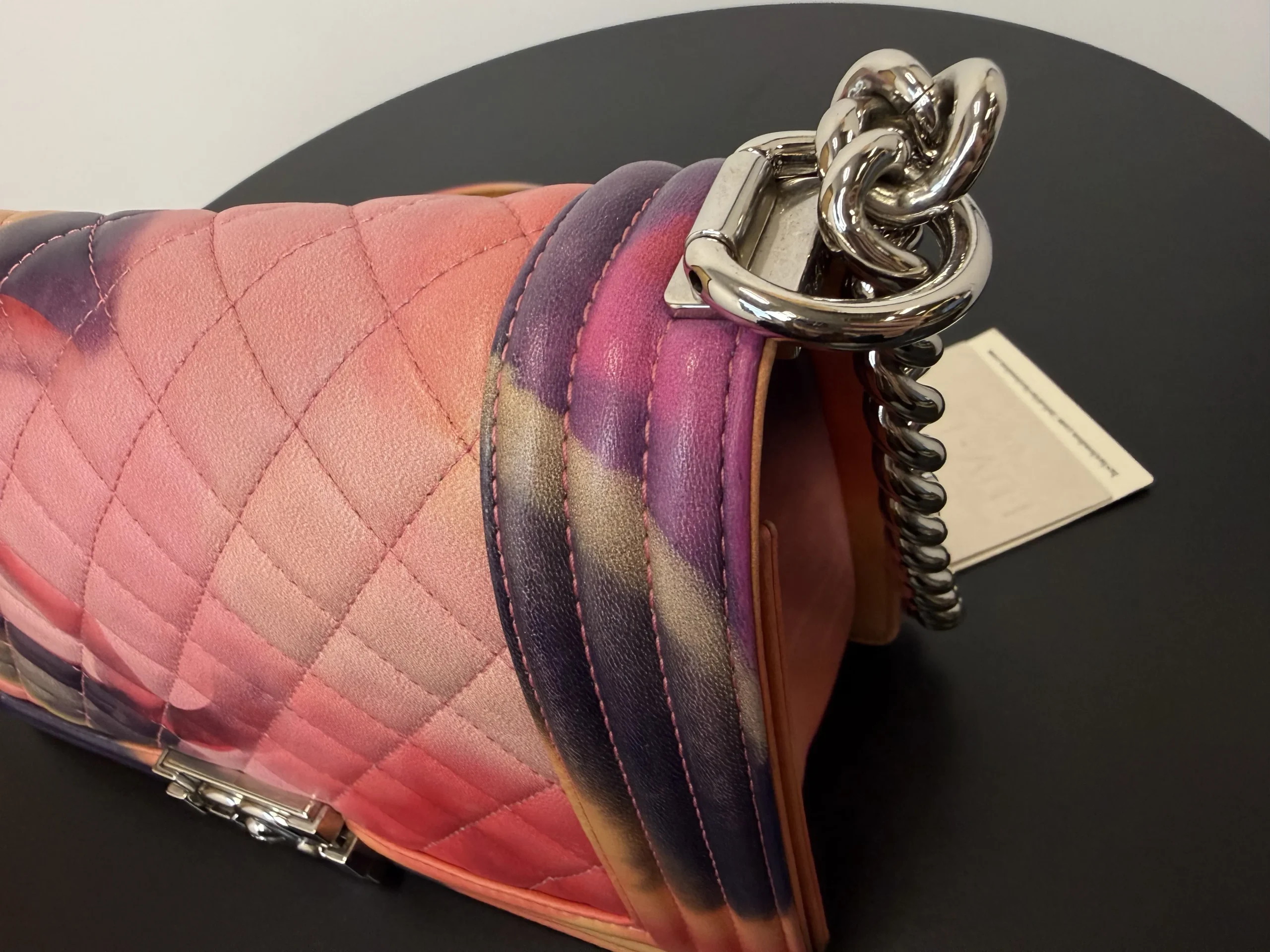 CHANEL Printed Lambskin Quilted Medium Flower Power Boy Flap Bag CHANEL Printed Lambskin Quilted Medium Flower Power Boy Flap Bag