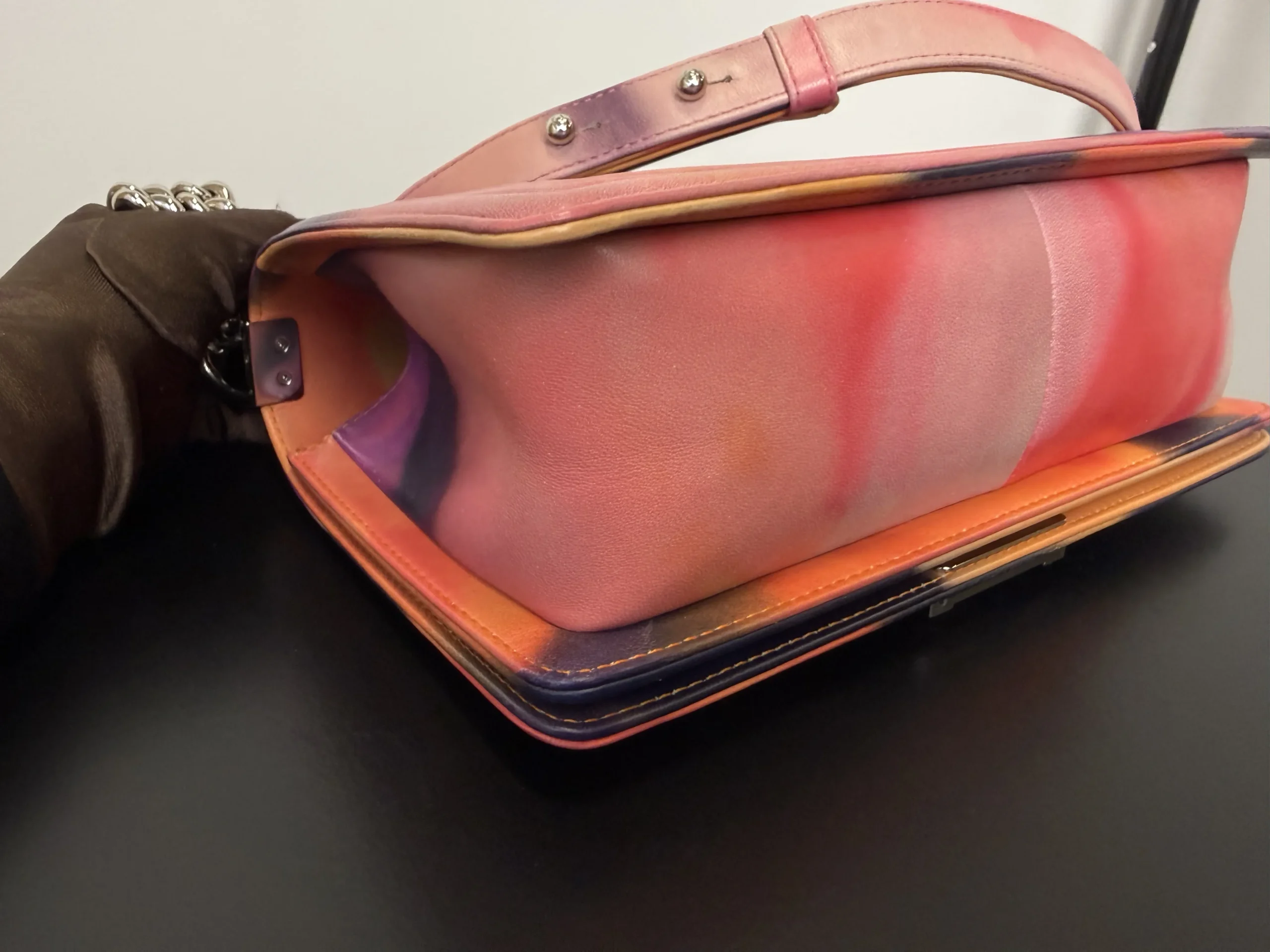 CHANEL Printed Lambskin Quilted Medium Flower Power Boy Flap Bag CHANEL Printed Lambskin Quilted Medium Flower Power Boy Flap Bag