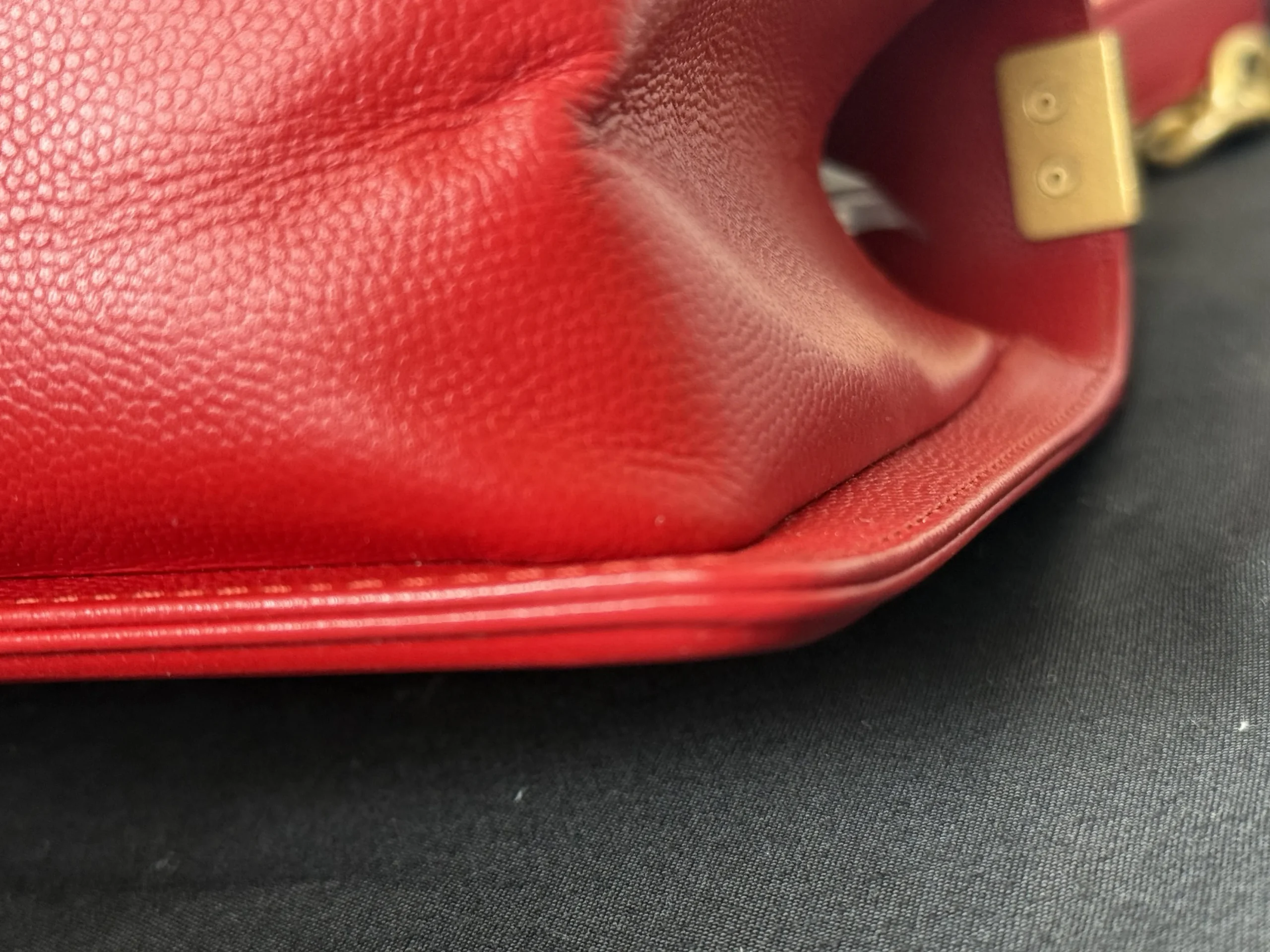 CHANEL Boy Bag Medium Red Caviar Leather Gold Hardware CHANEL Boy Bag Medium Red Caviar Leather Gold Hardware