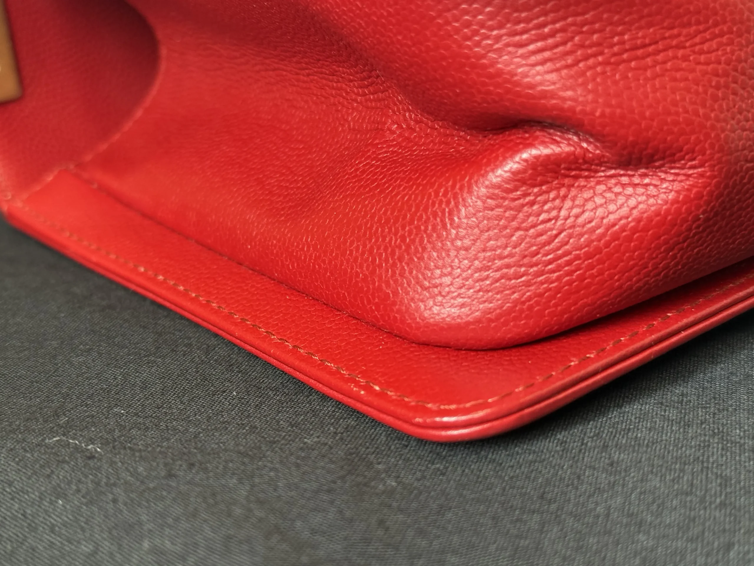 CHANEL Boy Bag Medium Red Caviar Leather Gold Hardware CHANEL Boy Bag Medium Red Caviar Leather Gold Hardware