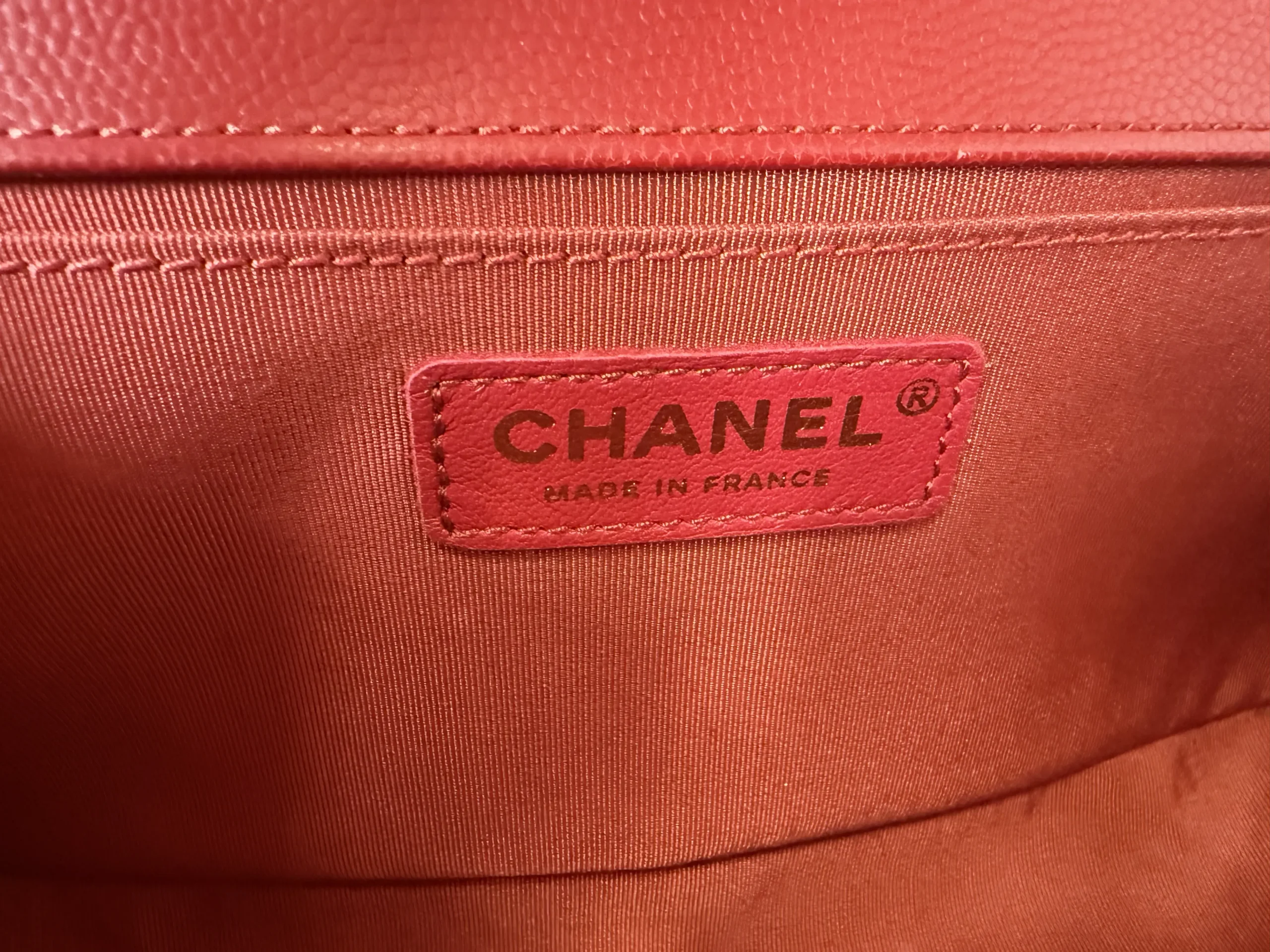 CHANEL Boy Bag Medium Red Caviar Leather Gold Hardware CHANEL Boy Bag Medium Red Caviar Leather Gold Hardware