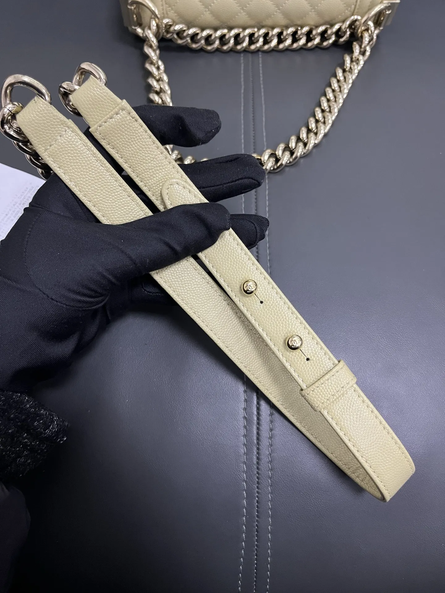 CHANEL Le Boy Small Caviar Leather Light Green Bag CHANEL Le Boy Small Caviar Leather Light Green Bag