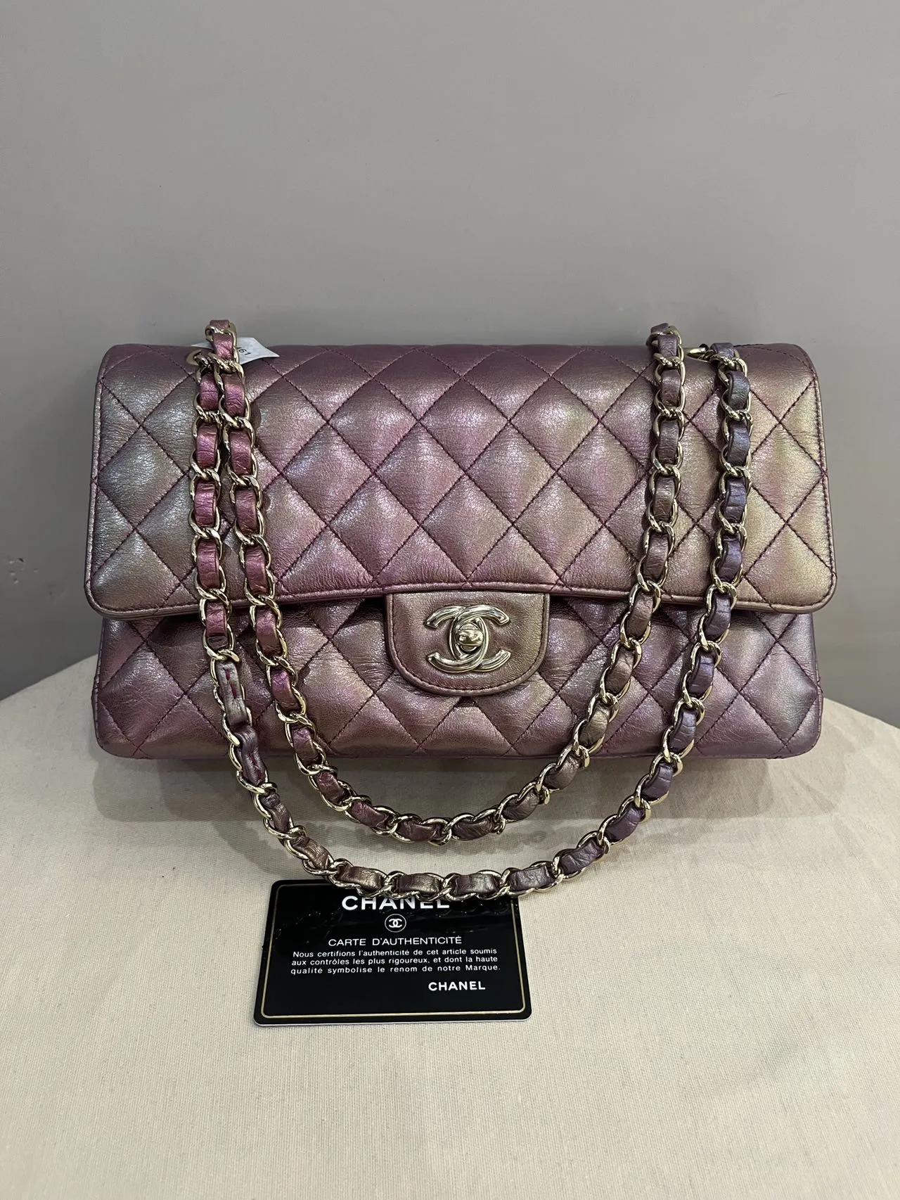 CHANEL Medium Classic Double Flap Iridescent Purple Bag Exotic Collection CHANEL Medium Classic Double Flap Iridescent Purple Bag Exotic Collection