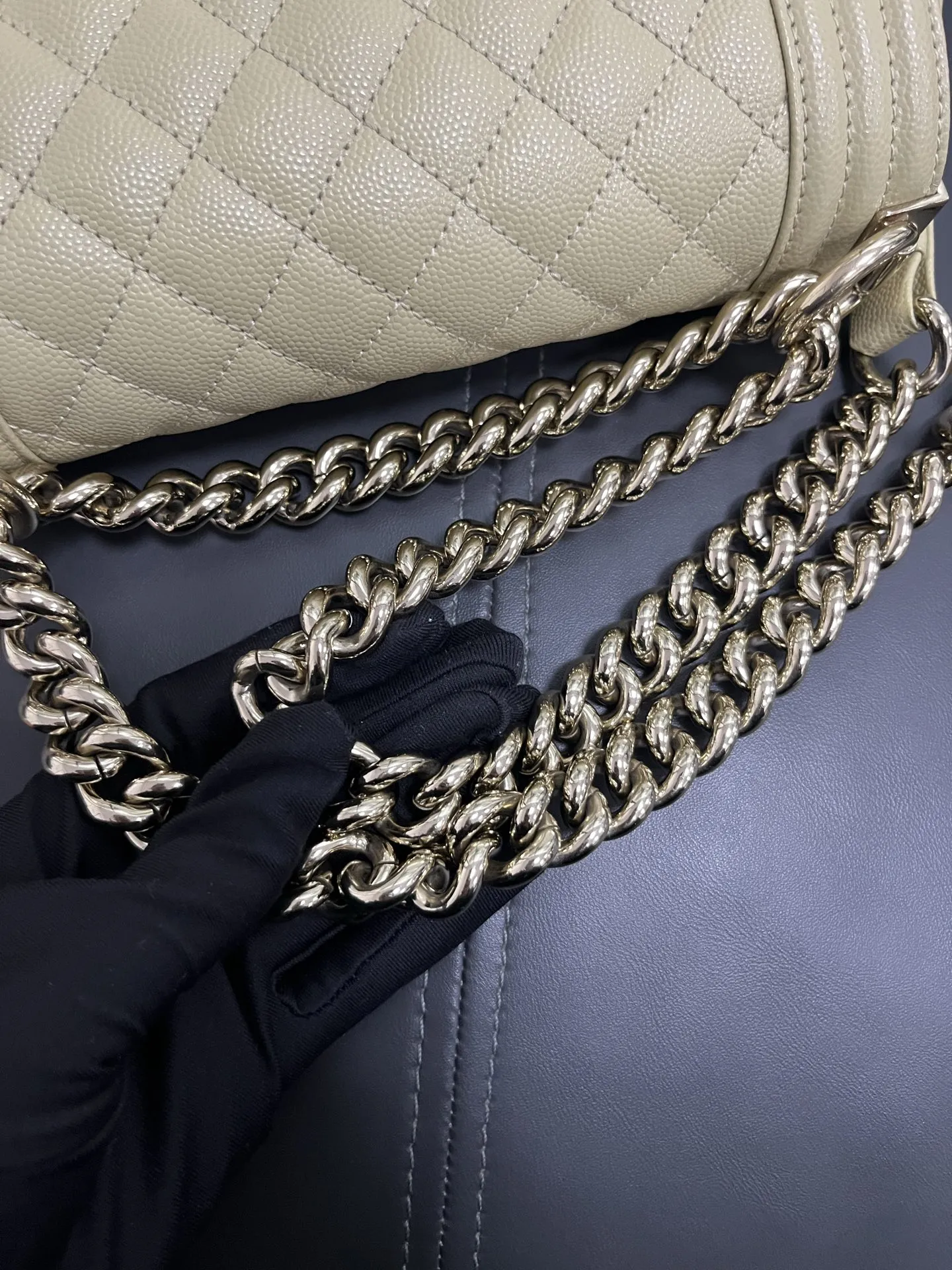 CHANEL Le Boy Small Caviar Leather Light Green Bag CHANEL Le Boy Small Caviar Leather Light Green Bag