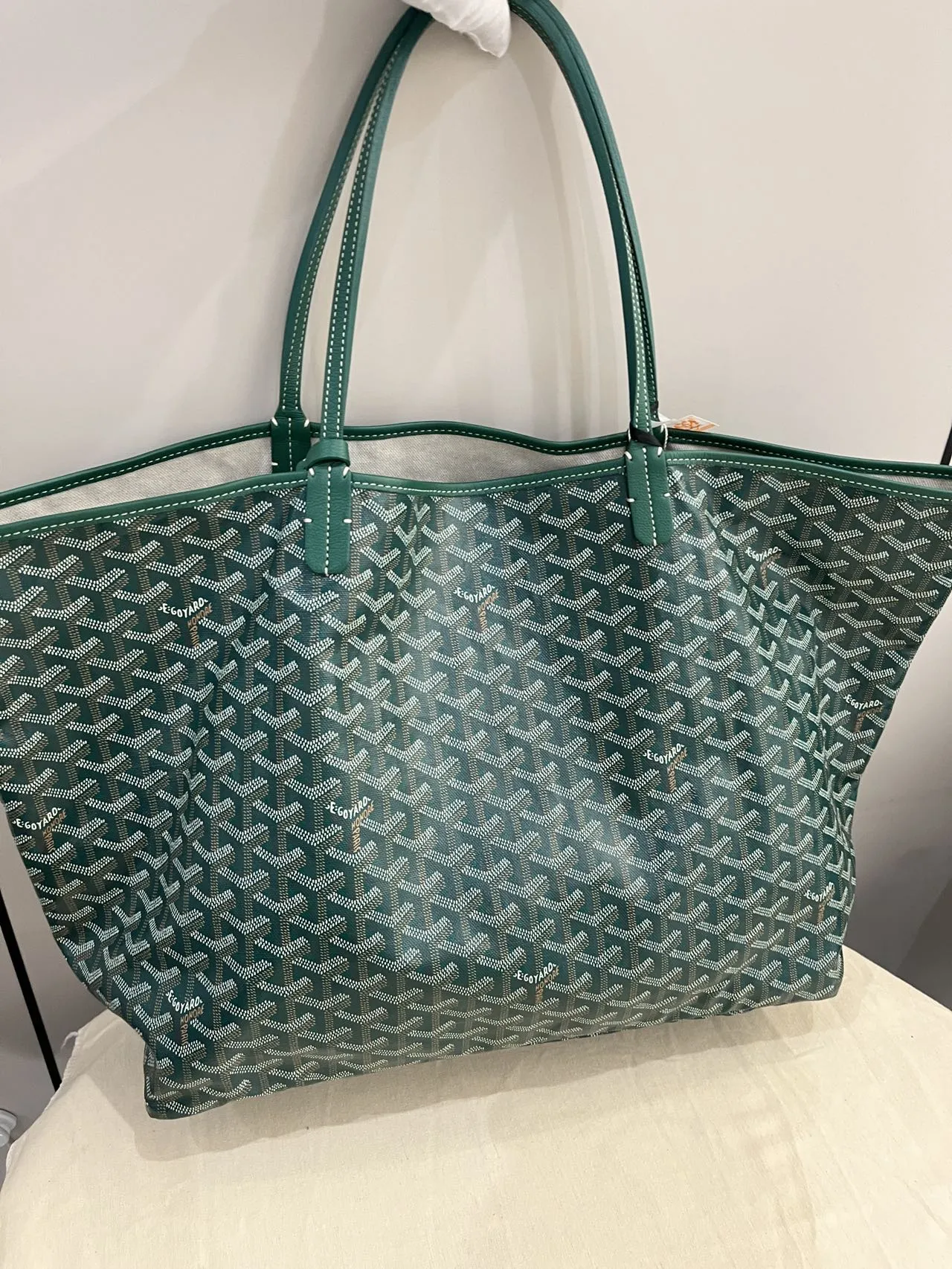 GOYARD Saint Louis GM Green Goyardine Canvas Tote Bag GOYARD Saint Louis GM Green Goyardine Canvas Tote Bag