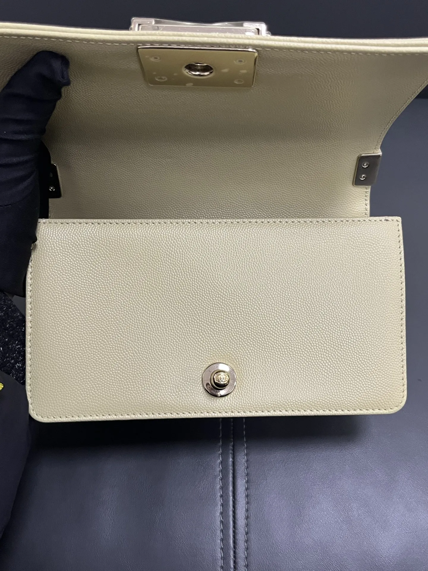 CHANEL Le Boy Small Caviar Leather Light Green Bag CHANEL Le Boy Small Caviar Leather Light Green Bag